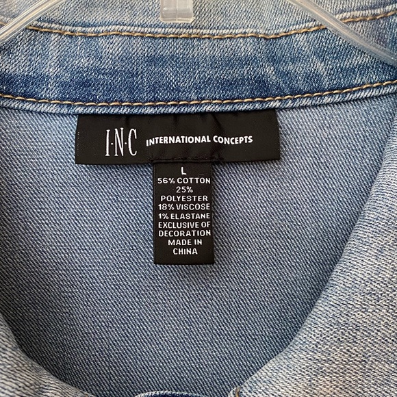 INC International Concepts Striped Hem Jean Jacket - Picture 4 of 10